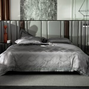 1000TC Egyptian Cotton Vintage Jacquard Gray Duvet Cover Set King Queen Size 4Pcs Luxury Soft Bedding Set Bed Sheet Pillowcases 1