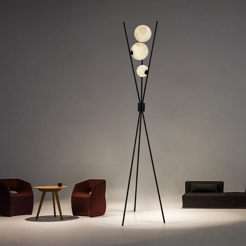 Nordic Personality Creative 3D Printing Moon Floor Lamp LED Iron Table Lamp Study Living Room Bedroom Sofa Home Modern Lighting 5