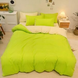 Soft Breathable Simple style Reversible Bedding Set with Zipper Twin Full Queen King 4/6Pcs Comforter Cover Bedsheet Pillowcases 1