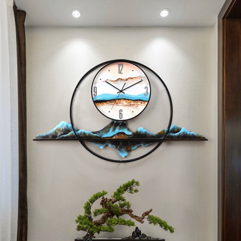 Metal Creative Wall Clock Living Room Chinese Style Digital Large Silent Wall Clock Mechanism Zegar Scienny Home Decor ZP50BG 2