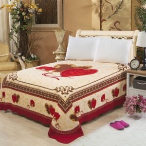 Chic Red Blossom Flowers printed Watercolor Bed Sheet 250X250cm Brushed Cotton Ultra Soft Flat Sheet Bed Cover 1
