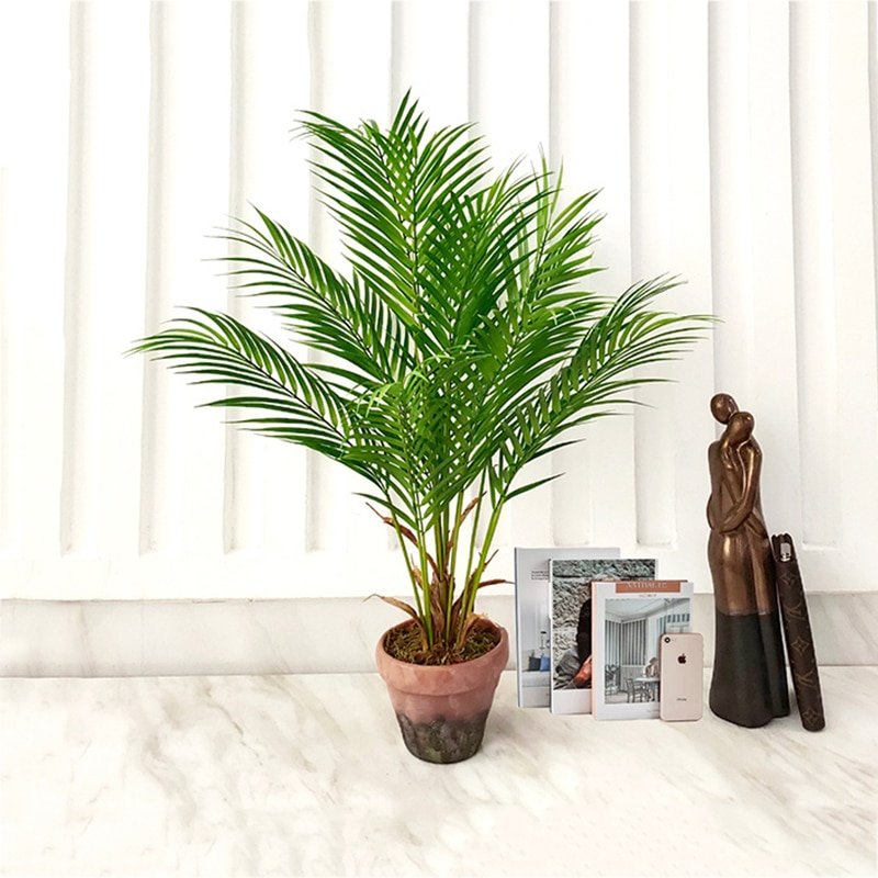 125cm Tropical Palm Tree Artificial Plants Fake Monstera Plastic Palm Leaves Tall Tree Branch For Home Garden Living Room Decor 2