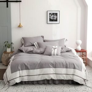 100%Cotton White Gray Shabby Patchwork Duvet Cover Bedding set 4/6Pieces Ultra Soft Comforter Cover Bed sheet Pillow shams 1