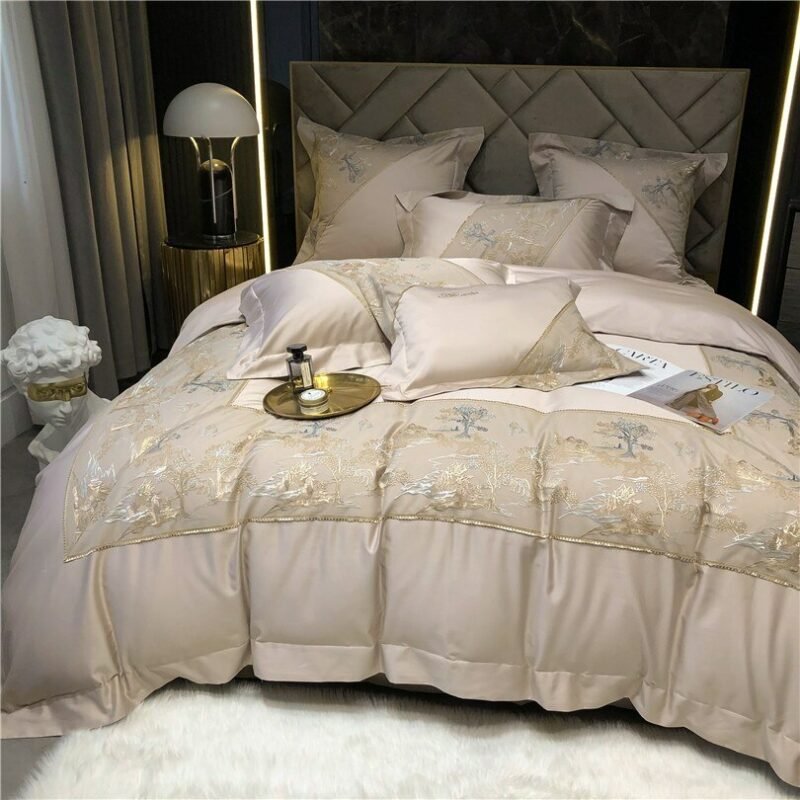 Chic Ivory Cream Macrame Wide Lace Duvet Cover set Luxury1000TC Egyptian Cotton Soft Bedding set Bed Sheet Pillow Shams 4/7 pcs 2