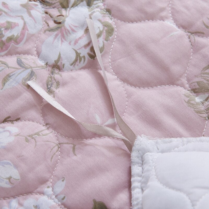 100%Cotton Duvet Cover Set with Quilted Bedspread Pillow shams 4/6Pcs Vintage Garden Flower Bedding set Coverlet Soft Breathable 5