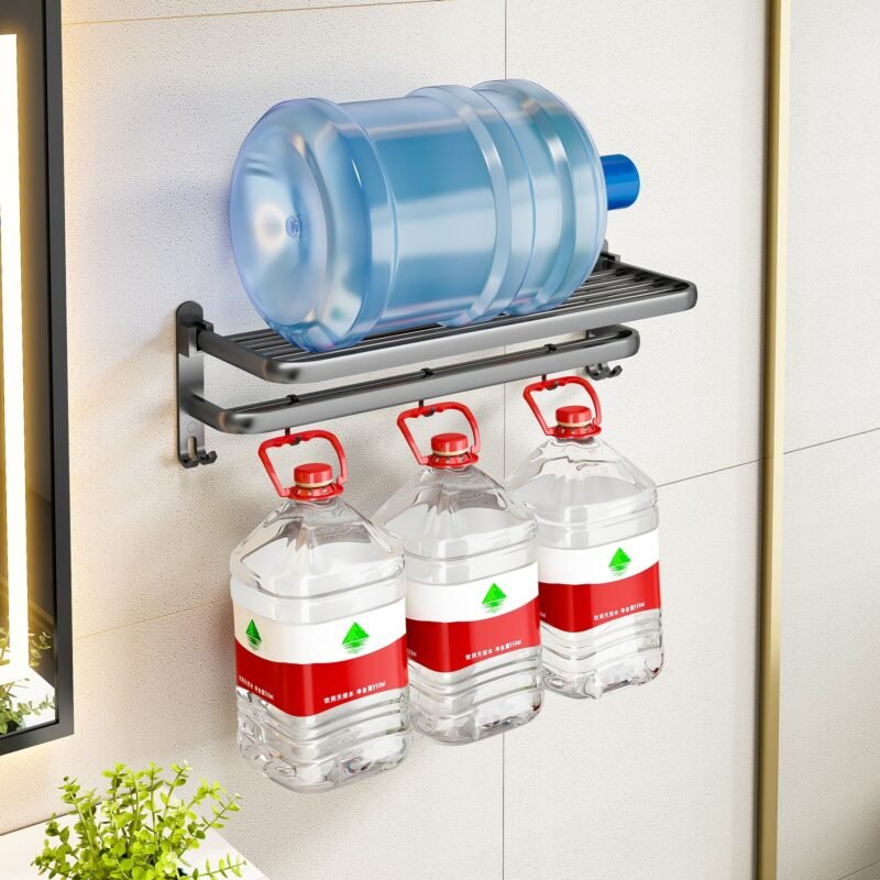 Aluminum Alloy Towel Holder Storage Organizer Shelf Wall Mounted Folding Towel Rack Bathroom Accessories 4