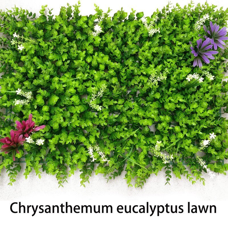 60x40cm Plastic Leaves Artificial Plant Wall Green Grass Fake Leafs Wall False Lawn Big Flower Row For Wedding Garden Home Decor 2