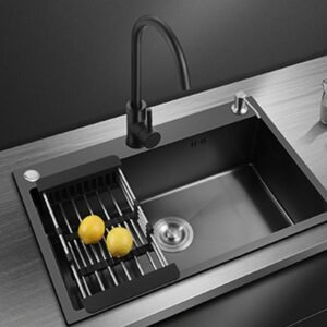 Black Nano Wash Basin Single Sink creative Stainless Steel Kitchen Sinks Drain Set Home Handmade Wash Basin Kitchen Accessories 1