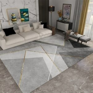 Light Luxury Geometric Living Room Sofa Carpet Crystal Velvet Bedroom Bedside Rug Floor Decoration Anti-slip Absorbent Bath Mat 1