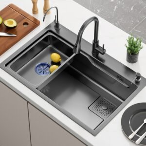 304 Stainless Steel Kitchen Sink Handmade Large Single-slot Dish Vegetable Wash Basin Bowl Udermount Topmount Drain Accessories 1