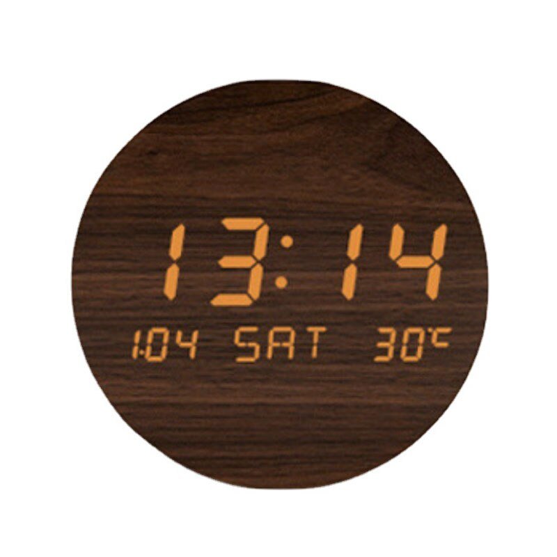 3d Led Digital Clock Glowing Night Light Wooden Mechanism Temperature Wall Clocks Perpetual Calendar Modern Home Decor XFYH 5