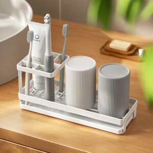 Multifunction Electric Toothbrush and Paste Holder Cup Storage Stand Rack Bathroom Counter Organizer Shelf Metal Base Frame 1