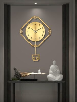 Luxury Chinese Wall Clock Living Room Large Silent Metal Gold Wall Clock Modern Design Reloj Pared Grande Home Decor LL50WC 1
