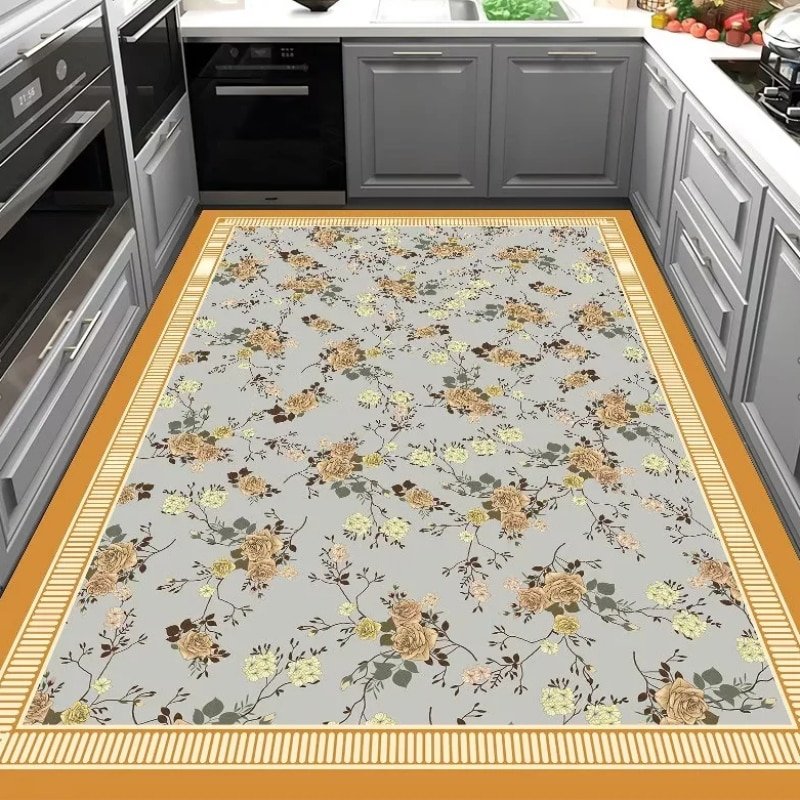 Modern Kitchen Dedicated Waterproof and Oil-proof Carpet PVC Wash-free Bathroom Non-slip Carpets Simple Balcony Anti-fouling Rug 2
