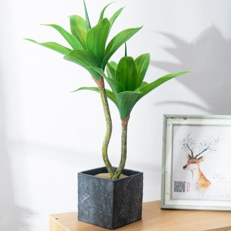 46/56cm Tropical Artificial Succulent Plants Branch Fake Agave Plastic Aloe Leafs Big Flower Head For Home Garden Bathroom Decor 2
