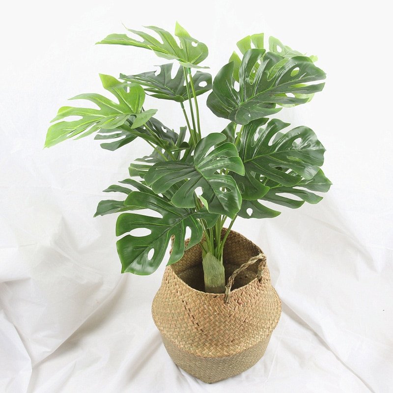 85cm Large Artificial Plants Tropical Tree Fake Monstera Leaves Plastic Palm Tree Real Touch Turtle Leaf Home Wedding Decoration 2
