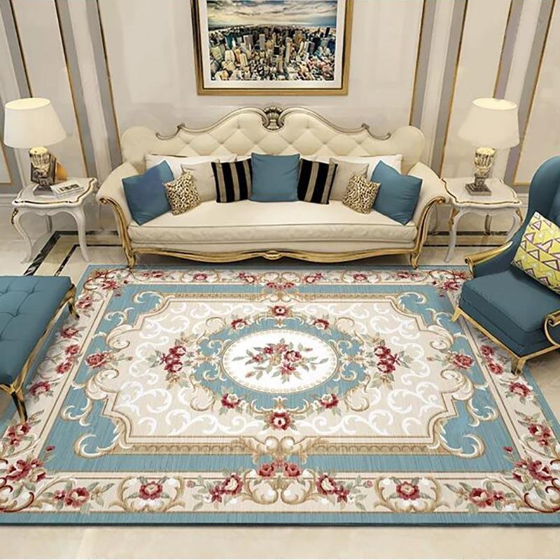 European Style Living Room Coffee Table Carpet Retro Bedroom Large Area Rug Home Decoration Washable Rugs Non-slip Entrance Mat 1