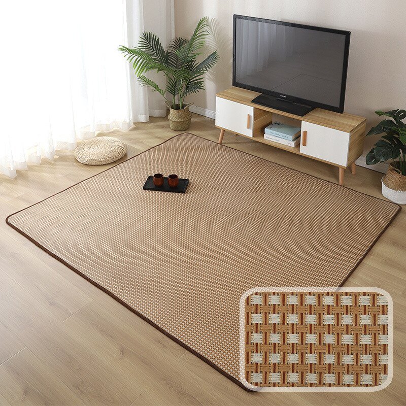 Home Living Room Bedroom Bedside Rattan Mat Summer Cool Baby Crawling Mats Anti-slip and Stain-resistant Washable Study Rug 1