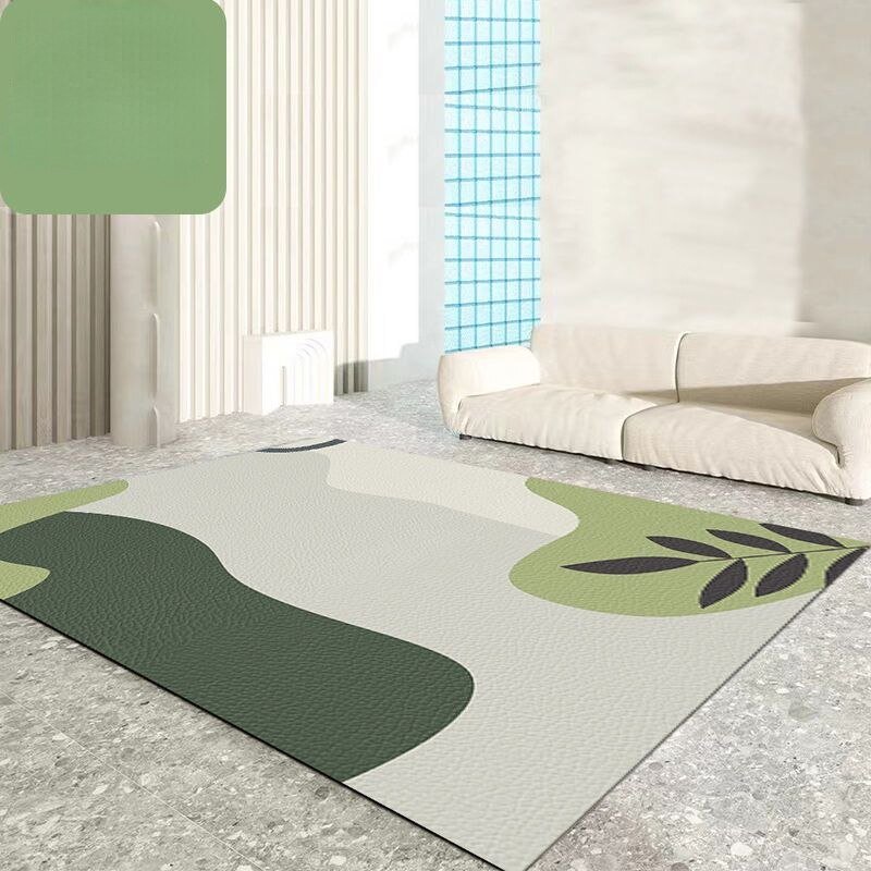 Green Small Fresh PVC Living Room Carpet Can Be Scrubbed Balcony Rug Waterproof and Oil-proof Kitchen Rugs Study Desk Carpets 3