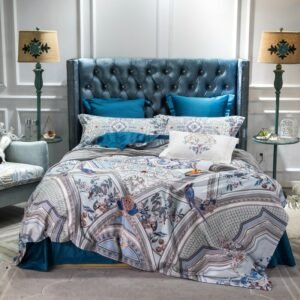 Luxury Egyptian Cotton Blue Bohemia Bedding Set Queen King Bed set Bed sheet Duvet Cover Fitted sheet parure de lit ropa de cama 1