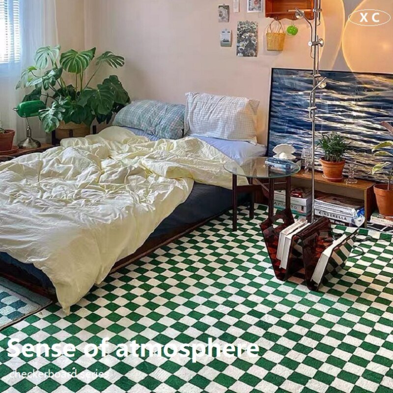 Checkerboard Living Room Decoration Carpet Fashion Home Bedroom Bedside Bay Window Rug Fluffy Soft Study Cloakroom Non-slip Rugs 3
