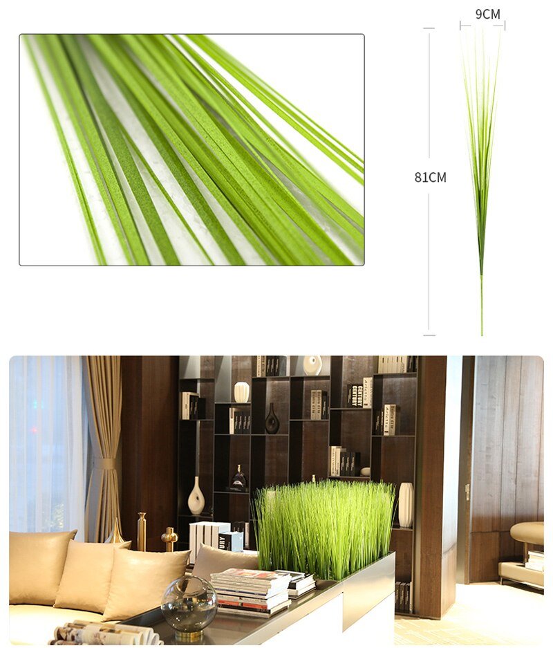 81cm 10pcs Artificial Reed Grass Fake Plants Bouquet Plastic Onion Grass Green Leaves For Living Room Hotel Office Garden Decor 2