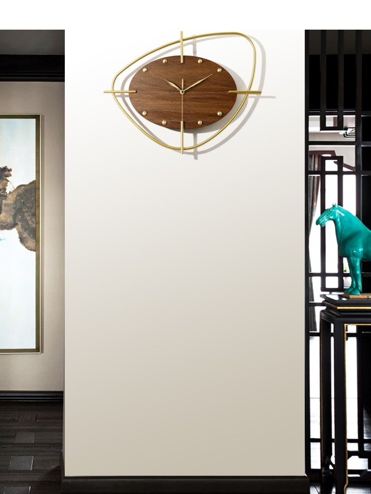 Chinese Wooden Wall Clock Modern Design Creativity Metal Wall Clock Living Room Minimalist Reloj De Pared Wall Decor LL50WC 4