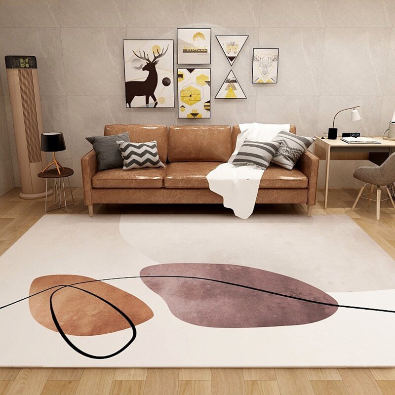 Art Abstract Printed Carpet Nordic Geometric Rug Living Room Sofa Bedside Mats Modern Non-slip Leisure Rugs Home Decoration Mat 3