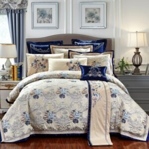 4/6/10Pcs Luxury Royal US Queen King size  Bedding Set Stain Jacquard King/Queen Size Bed set Cotton Bed Spread Duvet Cover set 1