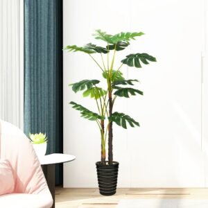90-170cm Large Artificial Monstera Potted Tropical Fake Plants Green Big Leafs Plastic Tall Palm Tree For Home Garden Shop Decor 1