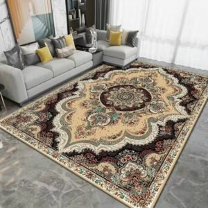 Nordic Minimalist Modern Carpet Moroccan Geometric Printing Carpets Living Room Non-slip Rugs Coffee Table Rectangular Floor Mat 1