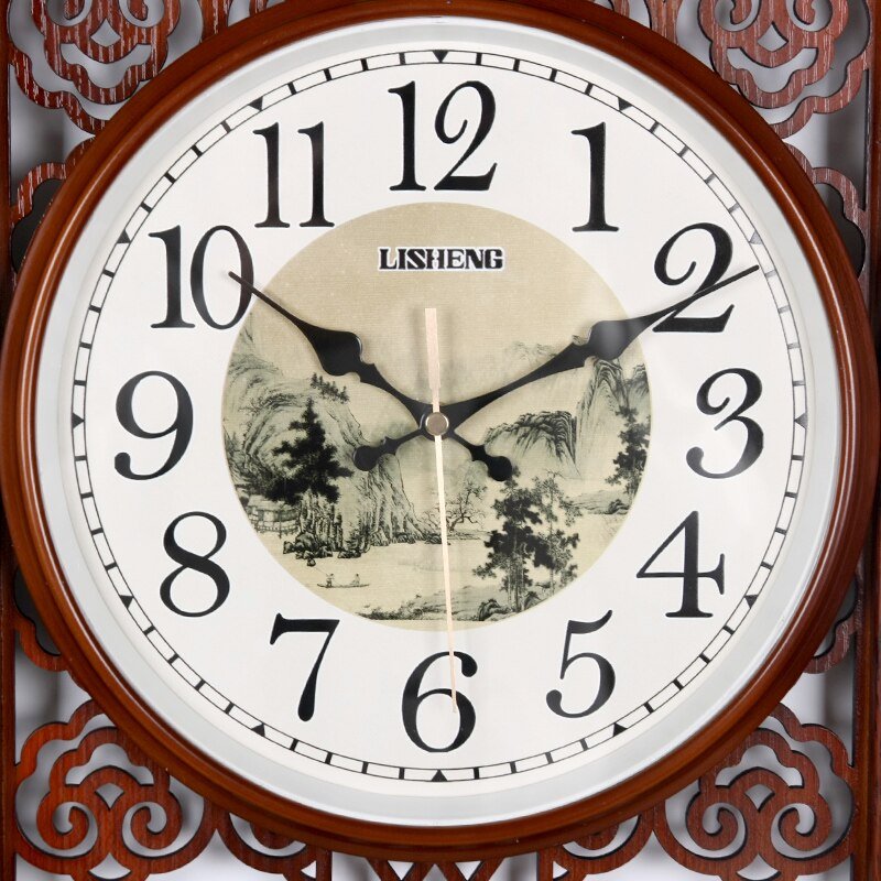 Luxury Chinese Wall Clock Living Room Large Wooden Silent Wall Clock Modern Design Reloj Pared Grande Wall Decor LL50WC 5