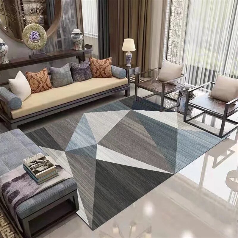 Nordic Gray Geometric Balcony Kitchen Non-slip Carpet Light Luxury Living Room Sofa Coffee Table Rug Home Bedroom Bedside Rugs 1