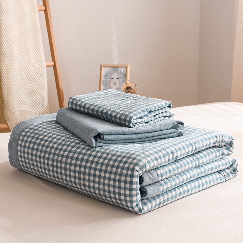4/6Pcs Thin Quilt Summer Lightweight Comforter,100%Cotton Machine Washable,Soft Comfy Breathable for Summer Bed Sheet Pillowcase 2