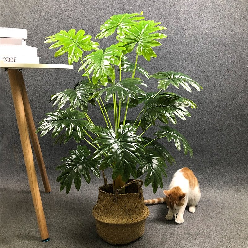 95cm 24 Leaves Large Artificial Monstera Plants Tropical Palm Tree Fake Green Plants Real Touch Plastic Leaves Home Room Decor 5
