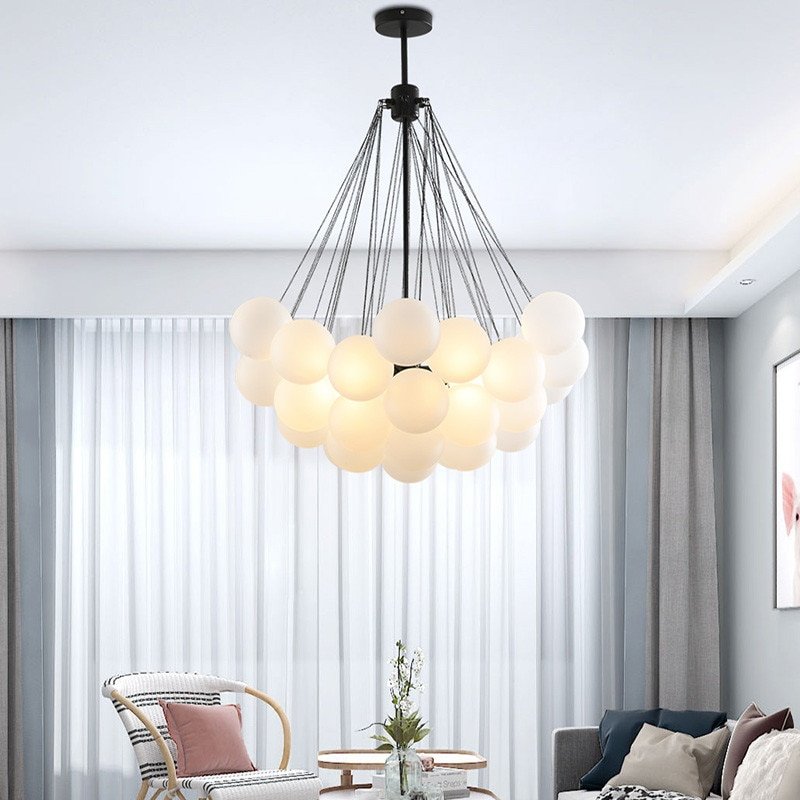 Modern Frosted Glass Ball Pendant Chandelier For Living Room Dining Table Designer Indoor Decoration Maison Hanging Lighting 2