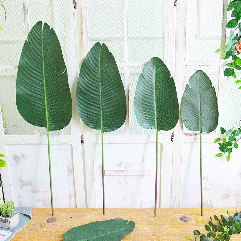 98cm 3pcs Large Artificial Palm Tree Branch Fake Banana Plants Leaves Tropical Monstera Tree Folige For Home Floor Office Decor 3