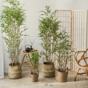 70-150cm Large Artificial Bamboo Tree Silk Plants Leaves Tropical Tall Bamboo Potted For Home Living Room Garden Corridor Decor 1