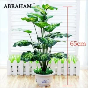 65cm 18 Fork Tropical Monstera Large Artificial Tree Bonsai Plastic Plants Potted Fake Palm Tree Leafs For Home Party Decoration 1