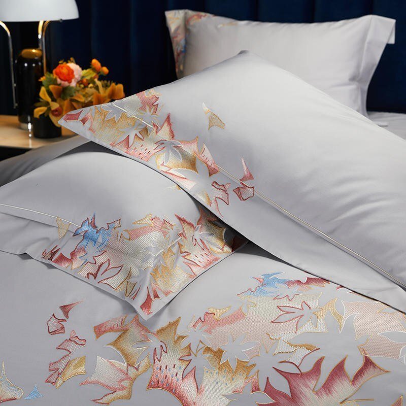 1000TC Egyptian Cotton Premium Duvet Cover Bed Sheet Pillowcases Double Queen King 4Pcs Chic Embroidery Elegant Zipper Bedding 6