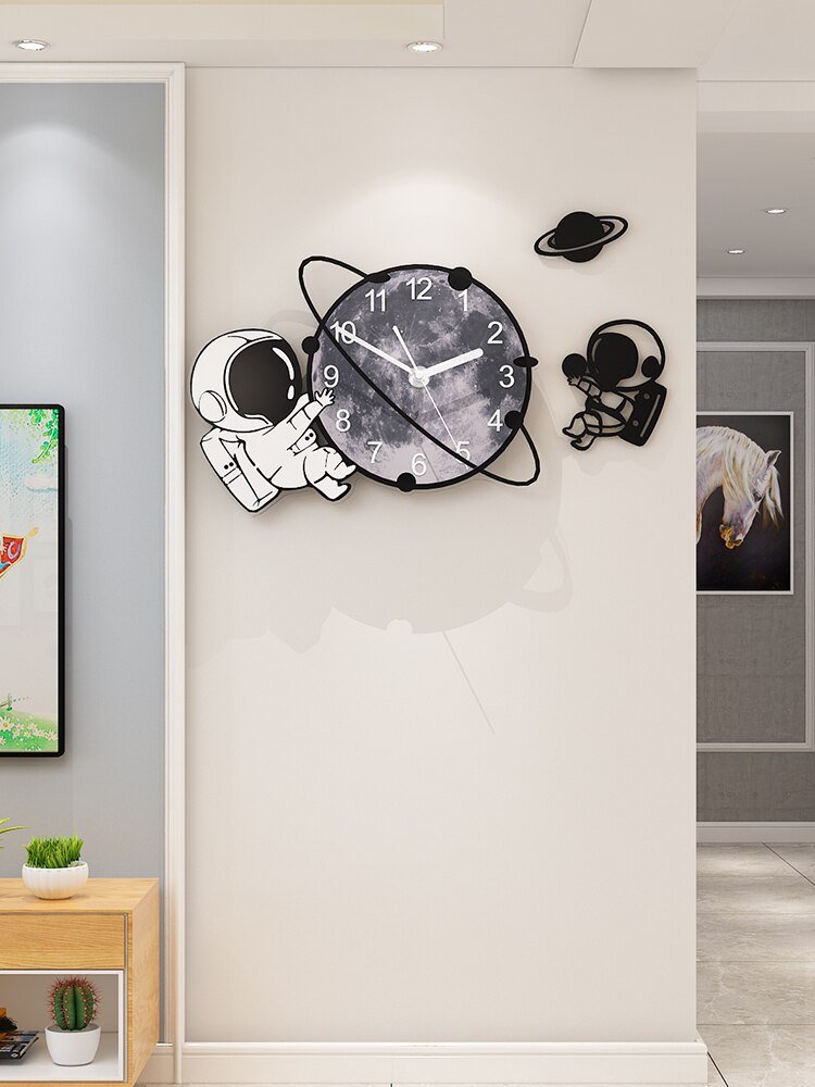 Luxury Astronaut Wall Clock Living Room Large Silent Wall Clock Modern Design Reloj Pared Grande Home Decor LL50WC 2