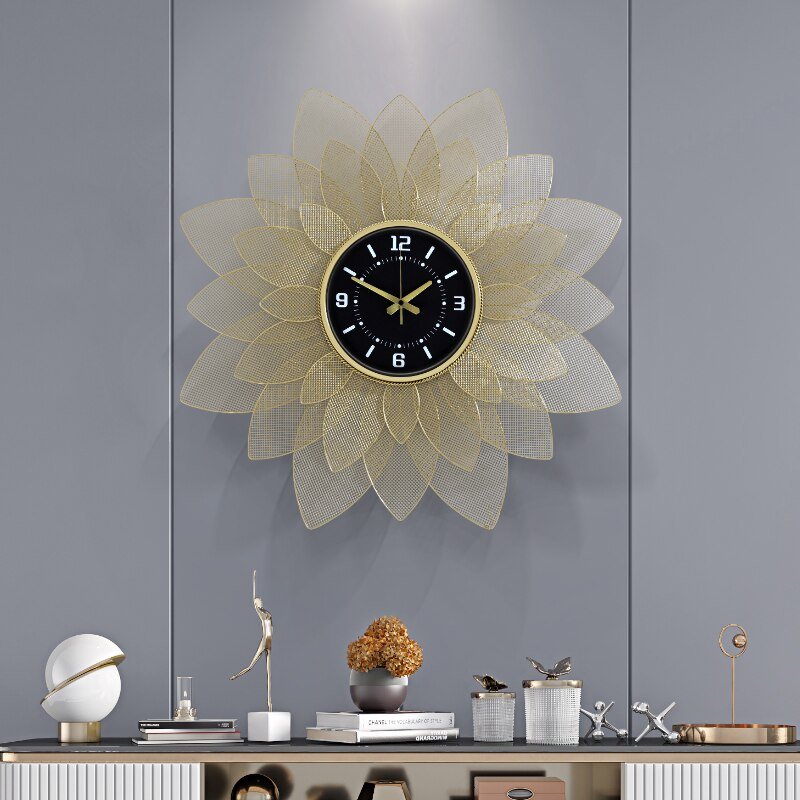 Giant Metal Creative Wall Clock Silent Luxury Golden Color Simple Art Wall Clock Modern Design Reloj De Pared Home Decoration 2