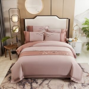 Chinoiserie Chic Floral Birds Embroidery Duvet Cover Tree Branches Vintage style Long Staple Cotton Bedding set Bed Sheet 1