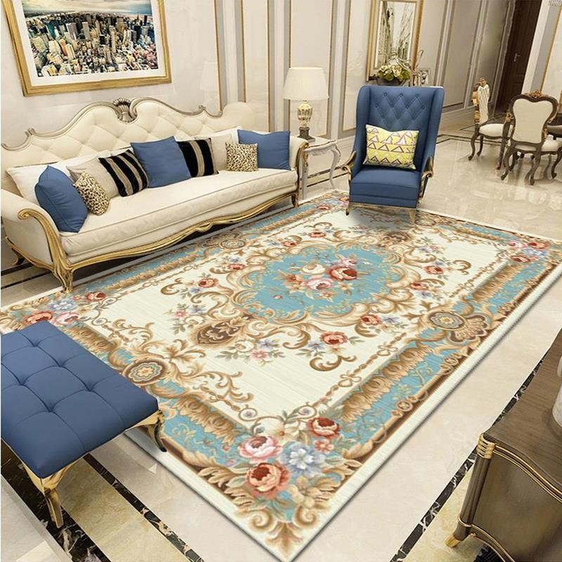 High-end Persian Living Room Rug Turkey Printed Floral Style Bedroom Bedside Carpet Home Decoration Sofa Coffee Table Carpets 2