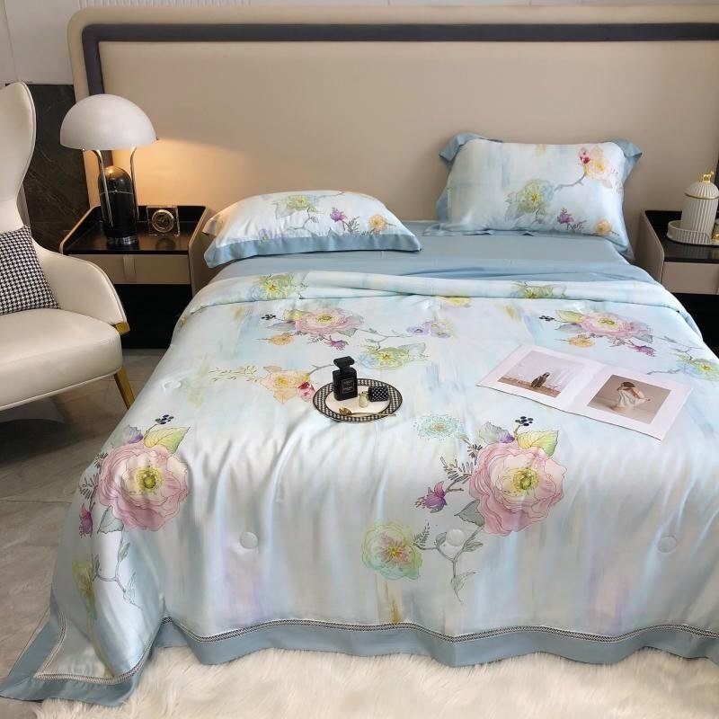 1/4Pcs Bamboo Lyocell Cooling Blanket Quilt Silky Soft Breathable for Summer Luxury Bed Coverlet Bedspread Bed Sheet Pillowshams 6