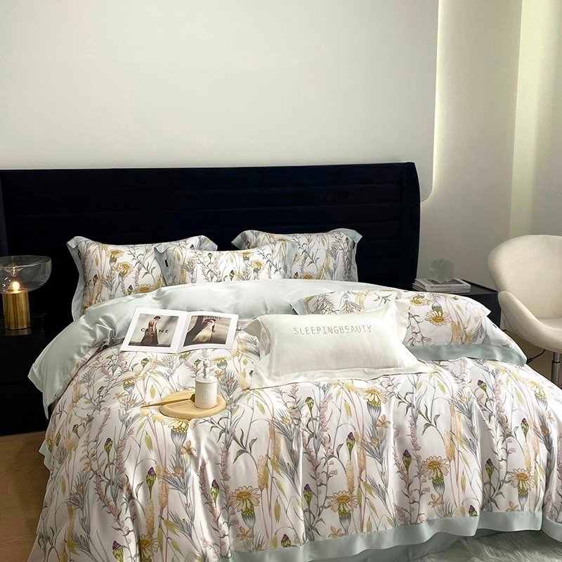 100%Eucalyptus Lyocell Cooling Summer Bedding set Chic Vintage Blossom Duvet Cover Set Ultra Soft Smooth Bed Sheet Pillowcases 2