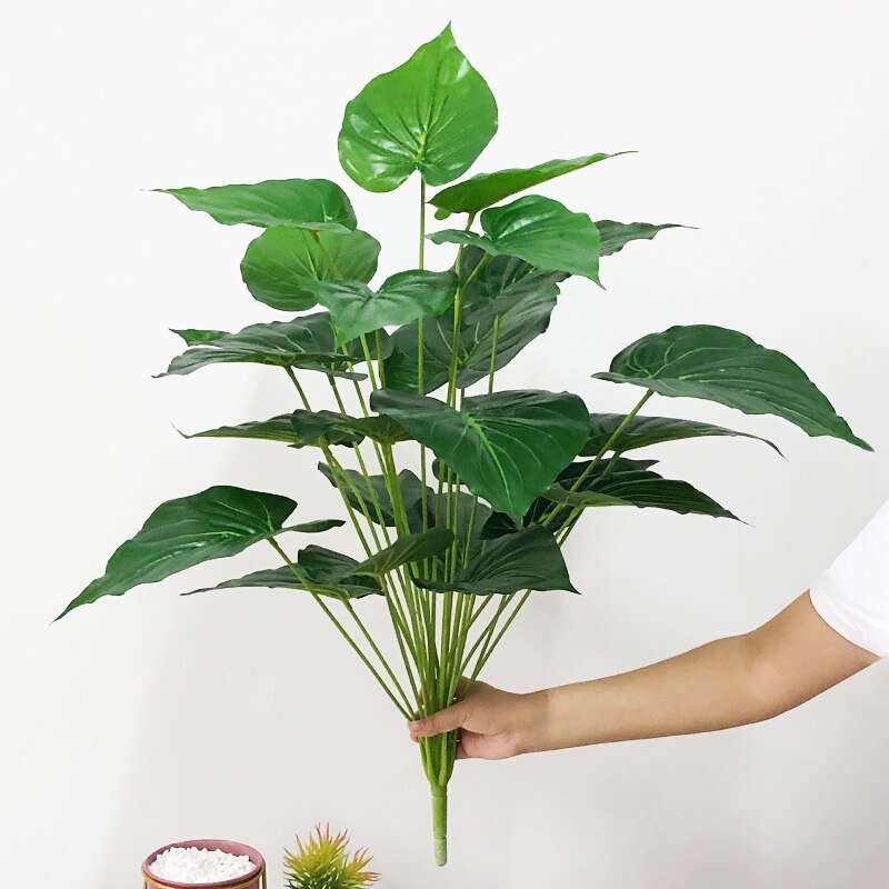 75cm 24 Heads Fake Monstera Plants Large Artificial Tropical Leaves Plastic Scindapsus Bouquet Palm Tree for Home Office Decor 6