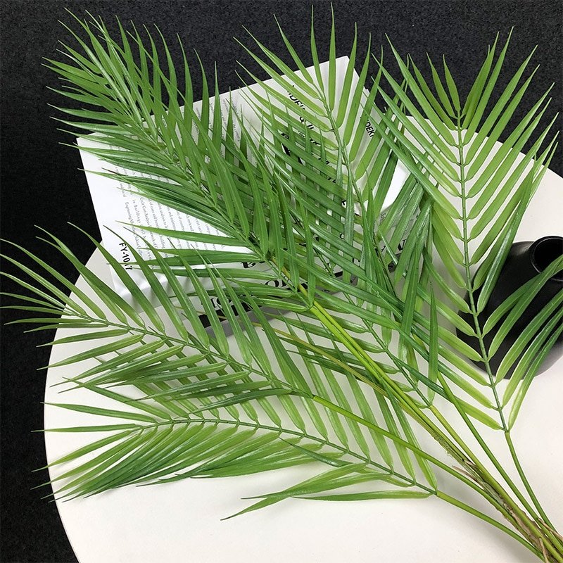 125cm 13 Fork Tropical Plants Large Artificial Palm Tree Plastic Leaves Fake Monstera Green Palm Leafs For Home Shop Party Decor 6