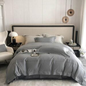 Luxury Soft 800TC Egyptian Cotton Frame Embroidered Gray Duvet Cover with zipper Bed Sheet Pillowcases Double Queen King 4Pcs 1