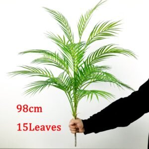 98cm 15 Head Large Artificial Palm Tree Tropical Plants Fake Palm Leafs Plastic Monstera Tree For Home Wedding Garden Shop Decor 1